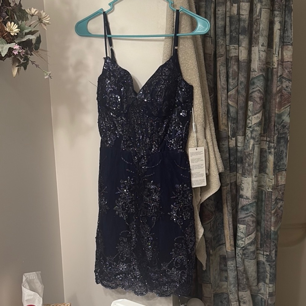 Speechless Navy Sequin Dress